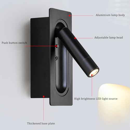 Lámpara de lectura junto a cama LED con interruptor color blanco 4