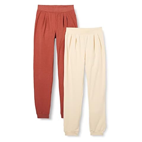 MINYMO Girls' Basic Sweat Pants (2-Pack) Casual, Mahogany, 140 Cover