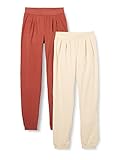 MINYMO Girl's Basic Sweat (2-Pack) Casual Pants, Mahogany, 152