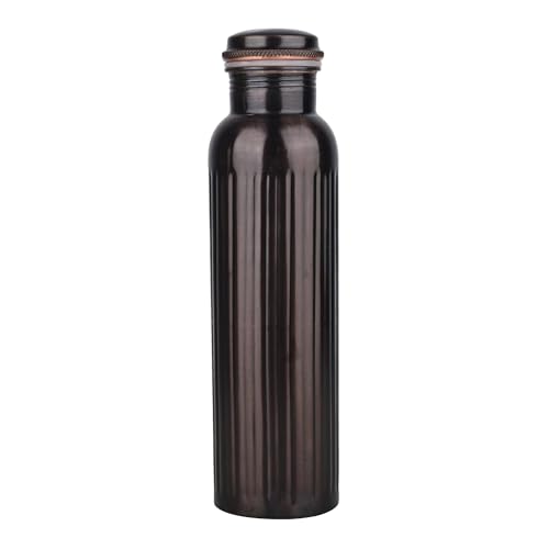 Image of Tambra Pure Copper Rarity Standing Line Design Water Bottle with Advanced Leak Proof Protection and Joint Less With Antique Look | Ayurveda and Yoga Health Benefits | (950 ml, Pack of 1)