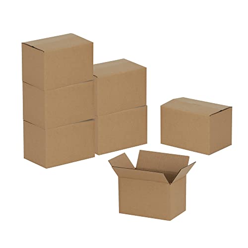 GHEIR 6x4x4 inches Shipping Boxes 50 Pack, Kraft Corrugated Small Cardboard Boxes for Mailing Packing, Brown