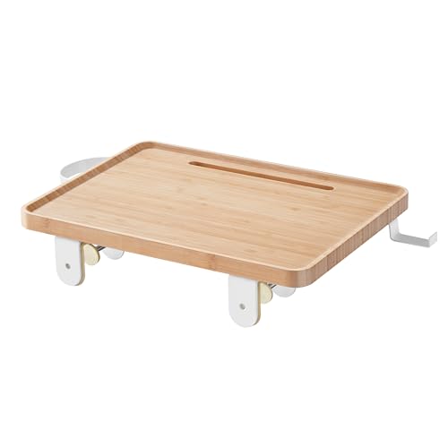 VASAGLE Bettablage, Nachttisch zum Einhängen, Regal für Hochbett, Schlitz für Handy, Getränkehalter Haken drehbar, verstellbare Klemmen, für Studentenwohnheim-Zimmer, naturbeige LET301N03