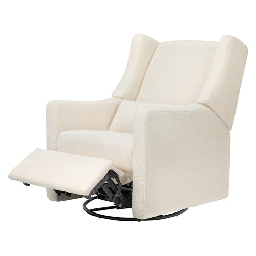 Image of Babyletto Kiwi Recliner Glider in Performance Ivory Boucle | GREENGUARD Gold & CertiPUR-US Certified - Power Recliner Nursery Chair w / USB Ports - 270 Swivel, Easy Assembly