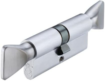 V5 Euro Profile Double Turn Cylinder   5-Pin Dual Thumbturn Lock   No Key Operation   Brass Core Barrel for Internal Timber or Composite Doors Polished Chrome, 70mm