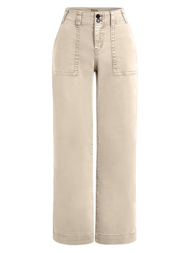 Flamingals Women's Wide Leg Cargo Pants Mid Waist Straight Leg Business Casual Work Dress Pants2