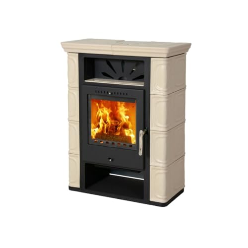 THORMA Kaminofen | BORGHOLM black/TOP Keramik | Cappuccino | 7 kW