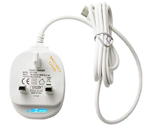 AMPLE For Huawei Y5 2019 / Huawei Y6 2019 / Huawei Y7 2019 - Mains Charger Adapter Micro USB Fast Charger UK 3 Pin Connector For Huawei Y5 2019 / Huawei Y6s 2019 / Huawei Y7 2019 (WHITE)