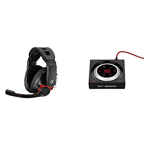 Sennheiser GSP 600 Professionelles Gaming-Headset (mit passiver Geräuschunterdrückung) & GSX 1200 PRO professioneller Gaming-Audioverstärker, schwarz/rot