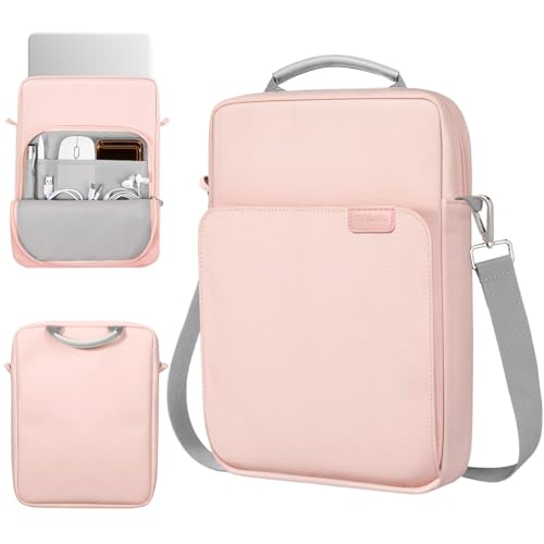 TiMOVO Funda para Portátil para MacBook Neo 13 Pulgadas 2026 Modelo A3404 con Chip A18 Pro, Estuche de Transporte con Asa y Correa de Hombro, Rosa
