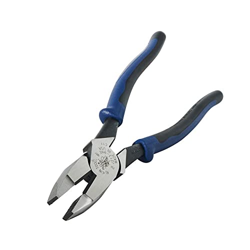Klein Tools J213-9Ne Side Cutter Linemans Pliers, High Leverage, 9-Inch, Streamlined Design, Color Coded #TOP5