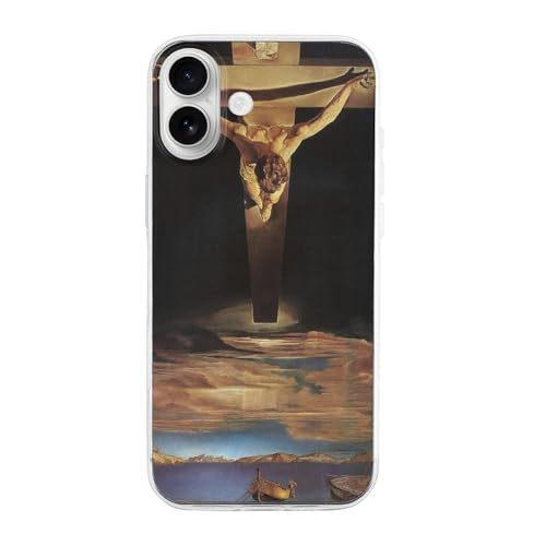 iPhone 16 �P�[�X �T���o�h�[���E�_���V�������A���X����Ƃ̍�i�u�\���ˏ�̐����n�l�̃L���X�g�v TPU �S�@��Ή� �y�� �ϏՌ� �C�菝��y�x�̗�������ی� �����J�� ���C�����X�[�d��Ή� iPhone 16 Plus Transparent-s