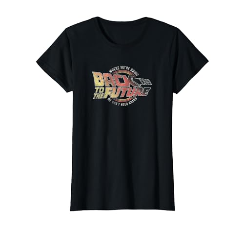 Back to The Future Distressed Roads Logo T-Shirt, Women, Black, X-Large