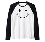 ghost wink happy face wining sciocco spettro divertente halloween maglia con maniche raglan