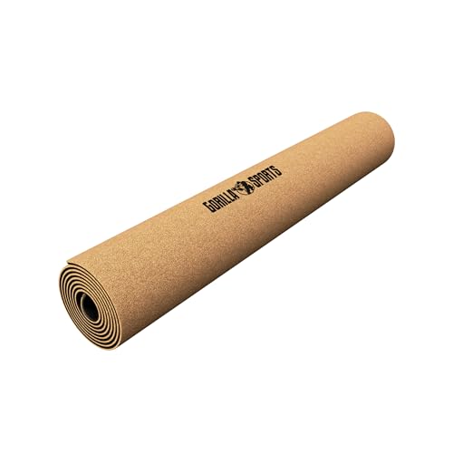 Foto von GORILLA SPORTS® Yogamatte Kork - extradick 5mm, Rutschfest aus Naturkautschuk, Nachhaltig und Schadstofffrei - Sportmatte, Gymnastikmatte, Yoga Matte, Fitnessmatte, Gymnastik, Pilates