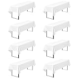Pesonlook 8er-Pack Premium Biertischdecken 260 x 110 cm, Weiß Biertischdecken für Bierzeltgarnitur, blickdichte Polyester-Biertischdecken, waschbare Tischhussen für Bankette im Freien (Weiß)