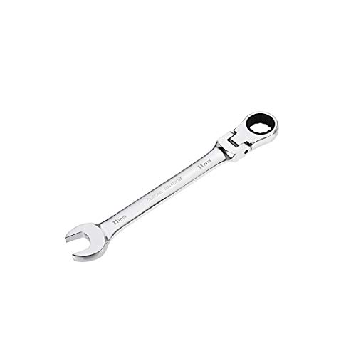 uxcell 11mm Flex-Head Ratcheting Combination Wrench Metric 72 Teeth 12 Point Ratchet Box Ended Spanner Tools, Cr-V