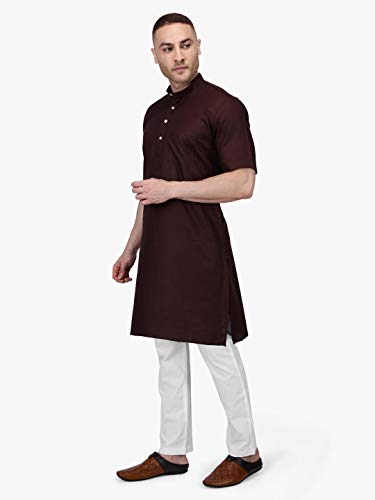Image of Rajubhai Hargovindas Men's Premium Cotton Half Sleeve Solid Kurta