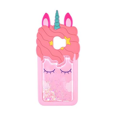 Quicksand Unicorn Galaxy J2 Core/J2 Dash/J2 Pure/J2 Shine Case,Awin 3D Cute Unicorn Dynamic Liquid Bling Glitter Soft Silicone Rubber Case Cover
