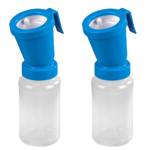 QMARK 2 Pack Teat Dip Cup Non Reflow Nipple Cleaning Disinfection Dip Cup for Cow Sheep Goat Non-Return Teat Dipper - 300 ml Blue