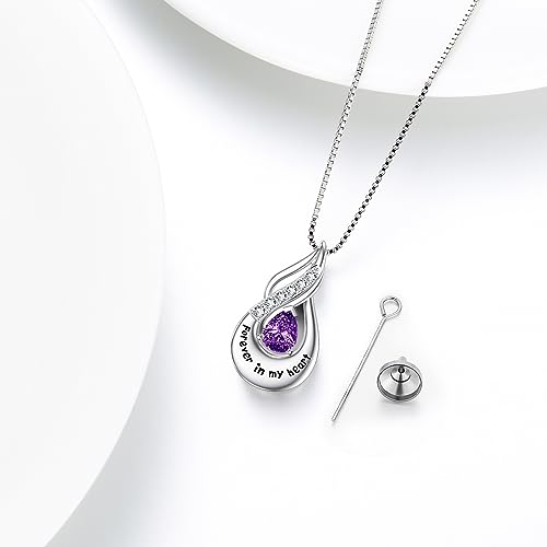 Cremation Jewelry for Ashes Custom Urn Necklace for Ashes for Women Sterling Silver Birthstone/Moonstone/Opal/Turquoise/Larimar/Black Onyx Cremation Jewelry Gift for Women Men Bereavement Gift3