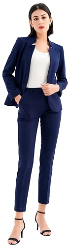 Marycrafts Women's Professional Stand Up Collar Blazer Pant Suits 2 Piece Set Business3