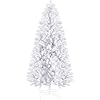 Prextex 6 foot white christmas tree 6ft artificial spruce with 1200 tips and metal stand xmas tree white hinged and lightweight for easy assembly fake frosted christmas tree  urban country home decor