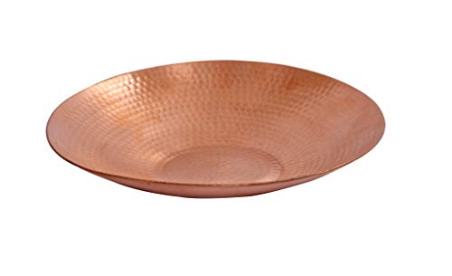 De Kulture Handmade Pure Copper Round Fruit Platter Tray Charger Plate Serving Middle Piece, Ideal for Table Kitchen Rustic Bar Decoration,10 (D) Inches