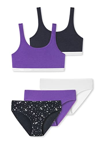 Schiesser Mädchen Teens - großes 5-teiliges Unterwäsche Set Bustier + Slip aus der Serie 95/5 Blau/Grau(164) Cover