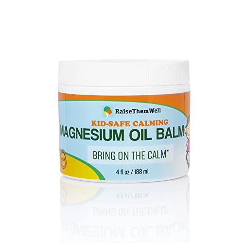 Image of Raise Them Well Kids Calming Magnesium Balm – 4 fl oz | Natural Anxiety & Sleep Support Cream with Lavender, Coconut Oil & Jojoba | Soothing Magnesium Oil for Toddlers & Children