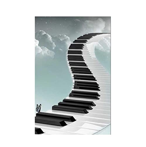 XNHXPH Schwarz-Weiß-Klavier mit Schmetterling Poster und Drucke Minimalistische Leinwand Malerei Kreative Wandkunst Hintergrund Wohnkultur Bilder 50x75cmx1 Kein Rahmen Cover