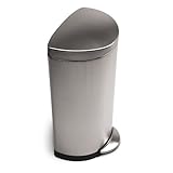 simplehuman Semi-Round Step Trash Can, Stainless Steel, 30 L / 7.9 Gal