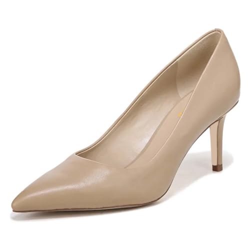 miss left Womens Trendy Mid High Heel Closed Pointy Toe Pumps Stiletto Heeled Slip On Shoes for Casually Wear Party Size 4-16 US