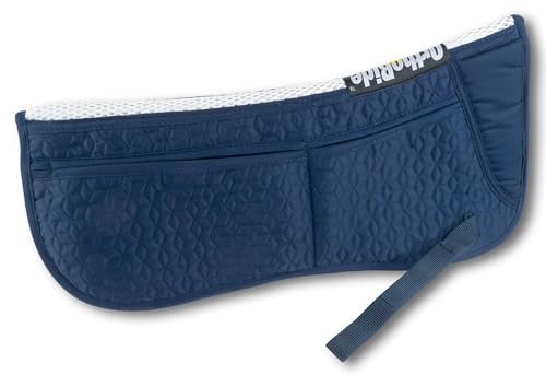 Southwestern Equine OrthoRide English Half Pad English Saddle Pad Quilted Correction Pad Adjustable 12 Memory Foam Inserts English can be Used w Western, Dressage (Vented Spine Navy)