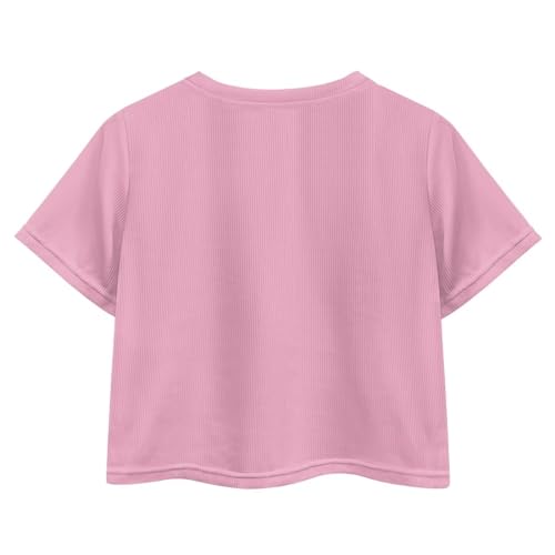 Image of Girls Summer Crop Top Outfits Short Sleeve T Shirts Kids Cute Clothes Tees Blouse