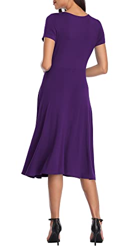 Image of Urban CoCo Women's Floral Print Short Sleeve Flared Midi Dress