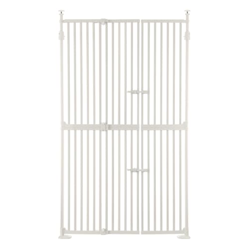 Pet Scene Retractable Pet Safety Gate for Dog Cat with Adjustable Width 85-122CM, Pet Fence Enclosure Guard Security Barrier Fencing for Stairs Doorway Kitchen, 190-250CM Tall, White