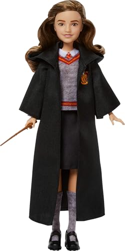 Mattel Harry Potter Toys Hermione Granger Fashion Doll in Removable Signature Hogwarts Uniform with Wand Accessory Inspired by The Movie