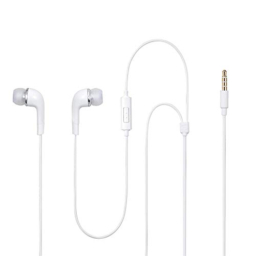 Image of Earphones for Samsung Galaxy M33 Earphone Original Like Wired Noise Cancellation In-Ear Headphones Stereo Deep Bass Head Hands-free Headset Earbud With Built in-line Mic, Call Answer /End Button, Music 3.5mm Aux Audio Jack (YR12, White)