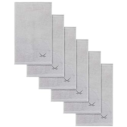 Sansibar Gästehandtuch 6er Set 30x50 cm 100% Baumwolle mit gesticktem Säbel Logo Set Handtuch Seiftuch Silber – Bild 3
