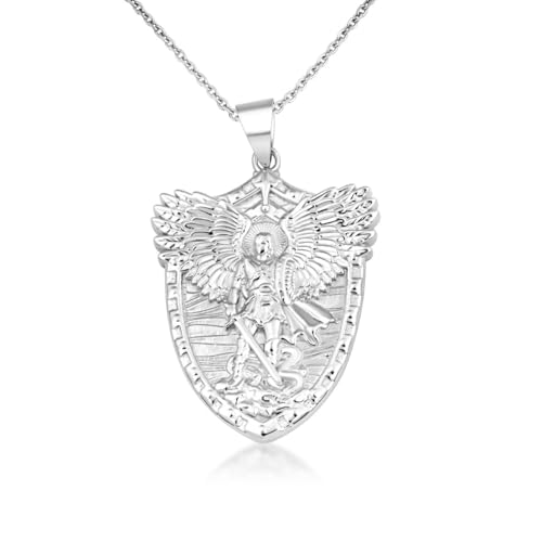 Gold Archangel Saint Michael Protection Pendant Necklace | 10K or 14K Yellow, Rose, or White Gold | Choice of Chain Length/Pendant Only