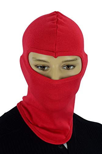 Cuircon 1 Piece Rib Cotton Balaclava Face Mask Men Women Go Karting | Athletic Face Mask | Balaclava Ski Mask for Men Women, Full Face Mask for Men Women | Under Armour Face Mask | Kids Balaclava Red