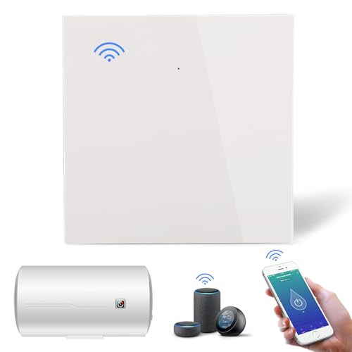 Immersion Heater Timer Switch, 40A WiFi Smart Immersion Heater Timer with Remote Control via Smart Life App, Wall Touch Immersion Water Heater Timer Switch, Voice & Timing Control