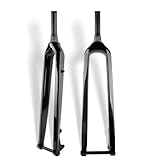 Gravel Carbon Mountain Bike Rigid Fork 26'' 27.5'' 29'' 1-1/8'' Straight/Tapered Tube Bikes Front Fork Disc Brake 15X100mm Thru Axle Bikes Hard Front Fork Dual Routing(Tapered tube Glossy Black,26