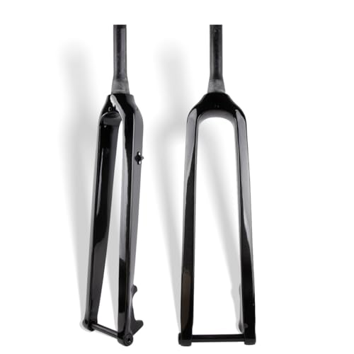 Gravel Carbon Mountain Bike Rigid Fork 26'' 27.5'' 29'' 1-1/8'' Straight/Tapered Tube Bikes Front Fork Disc Brake 15X100mm Thru Axle Bikes Hard Front Fork Dual Routing(Tapered tube Glossy Black,26