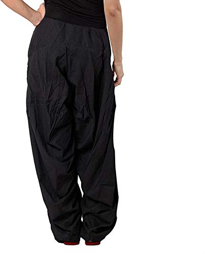 Image of Women's Cotton Traditional Semi Patiala Salwar Combo (AMZN-00131, Black, White, Free Size)