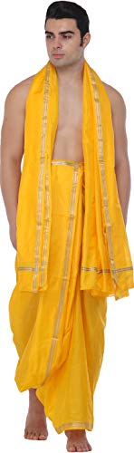 Ensemble Sacré Dhoti et Angavastram Premium Orné de Fil Doré