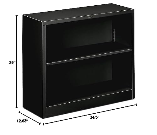 Image of HON S30ABCP Metal Bookcase, Two-Shelf, 34-1 /2w x 12-5 /8d x 29h, Black