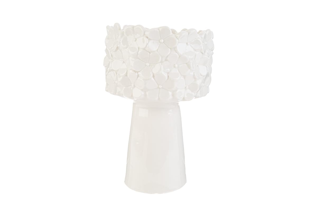 Vase blanc en porcelaine style bonbonnière mariage à décor floral ST 56450