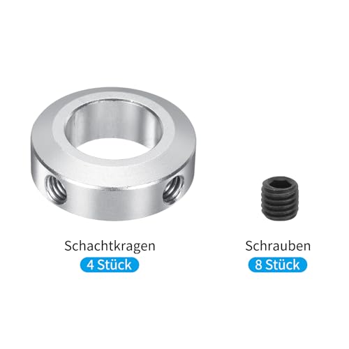 QUARKZMAN Aluminium Stellringe 18 mm Innendurchmesser Klemmring Silber Wellensicherungsring Bohrung Set-Schrauben-Stil Klemmringe Tiefenanschlag für Bohrer Auto Robotik Fertigung 4 Stück