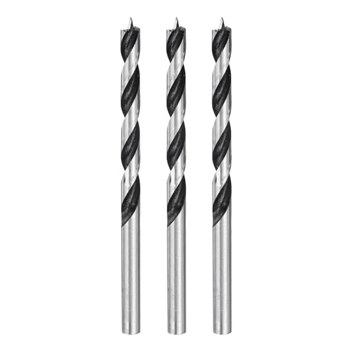 Image of sourcing map 3pcs Brad Point Drill Bits 5.5mm(7/32") Dia Straight Round Shank Metric Brad Point Spiral Twist Drill Bits for Softwood Hardwood Plywood Plastic Rubber, Silver Tone